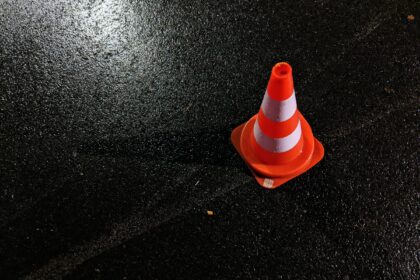 Orange cone on the road